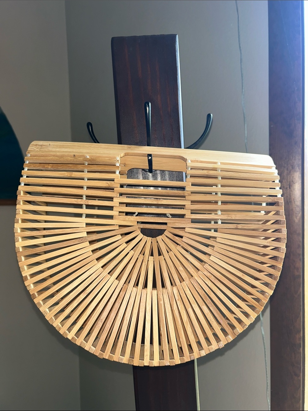 cult gaia Bamboo Half-Moon Slatted Clutch in Natural
